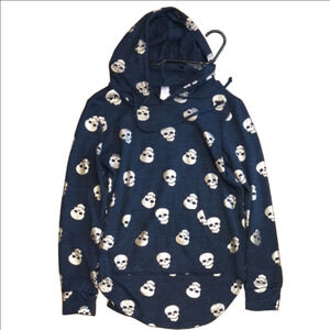 No Boundaries Kids Blue White Skull Print Unisex Hoodie